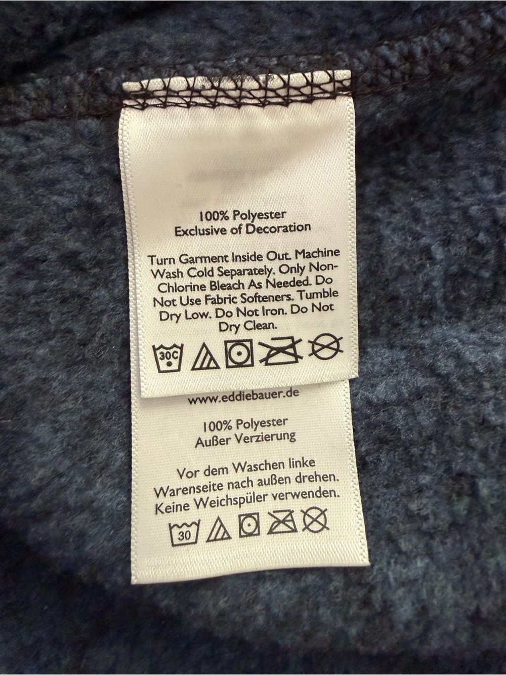 Eddie Bauer Men’s L Blue Heather Sweater Fleece 1/4 Zip Pullover - Picture 7 of 7